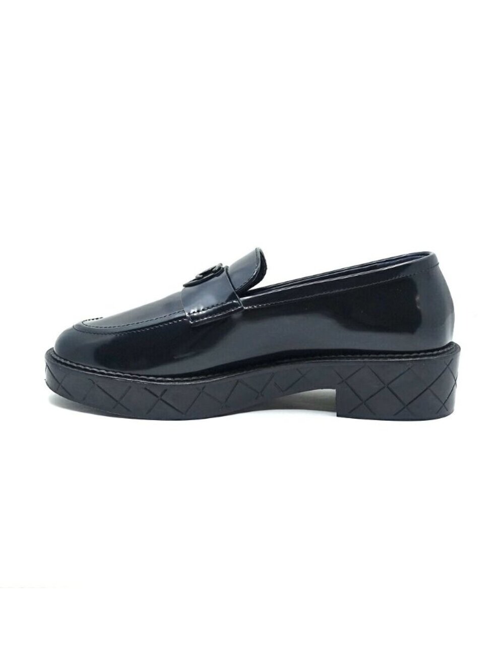 Chanel Loafers Moccasin Shoes Black CC Logo